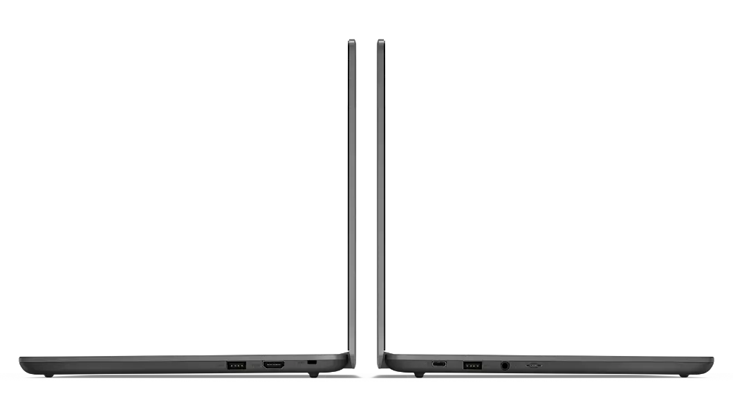 Lenovo 14e Chromebook Gen 2 (14” AMD), left and right views, open