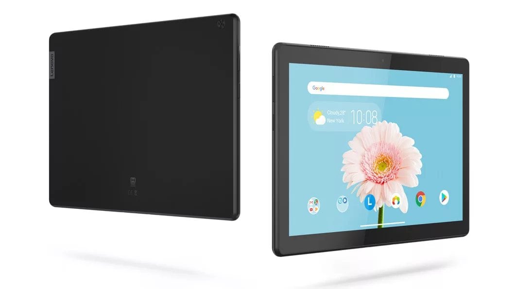 Lenovo Tab M10 HD black front and back views