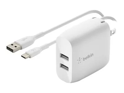 Image of Belkin 24W Dual Wall Charger with USBC to USBA Cable