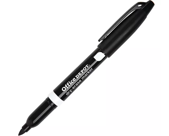 Office Depot Brand Low-Odor Dry-Erase Markers, 100% Recycled, Fine Point, Black, Pack Of 12