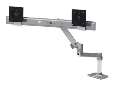 Ergotron LX Desk Dual Direct Arm (polished aluminum) with 2 Piece Clamp