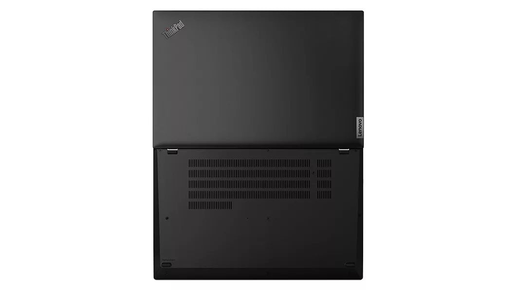 Lenovo ThinkPad L15 (3.ª geração) de 15'' (38,1 cm, AMD): fechado, vista aérea a mostrar as coberturas superior e inferior