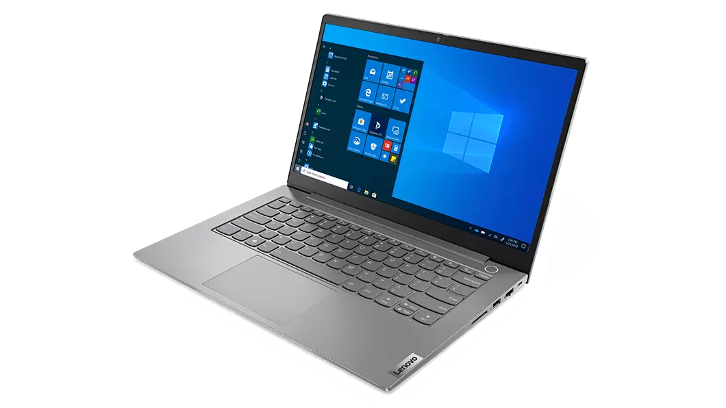 Lenovo ThinkBook 14 Gen 2 Intel ‑kannettava etuoikealta kuvattuna